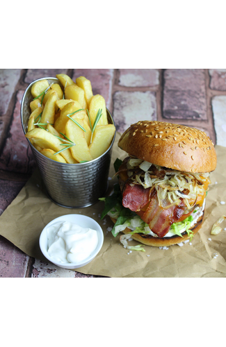 Extra Juicy Burgers, with Oasis Extra Thick Mayonnaise