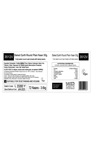 Round Plain Naan 50g (1 X 72)